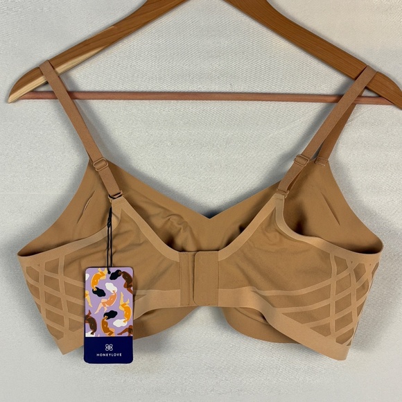 NWT HoneyLove Womens Silhouette Wireless Bonded Support Bra Sz L 38 B/C Sand - Picture 4 of 11